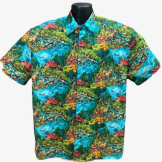 Fantastic Forest Hawaiian Shirt- Made in USA- 100% Cotton